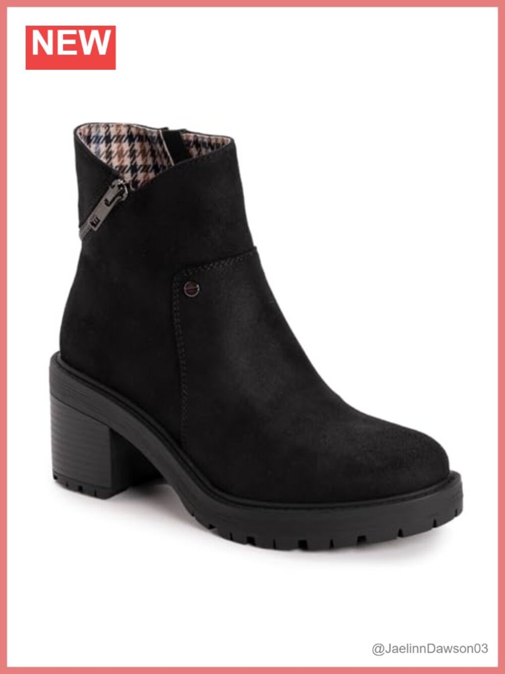 Womens Ankle Bootie Memory Foam Insole Side Zip Knit Cuff Block Heel